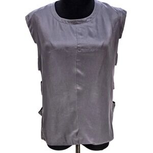 Women's Nomia Small Grey 100% Silk Sleeveless Top Side‎ Cutouts